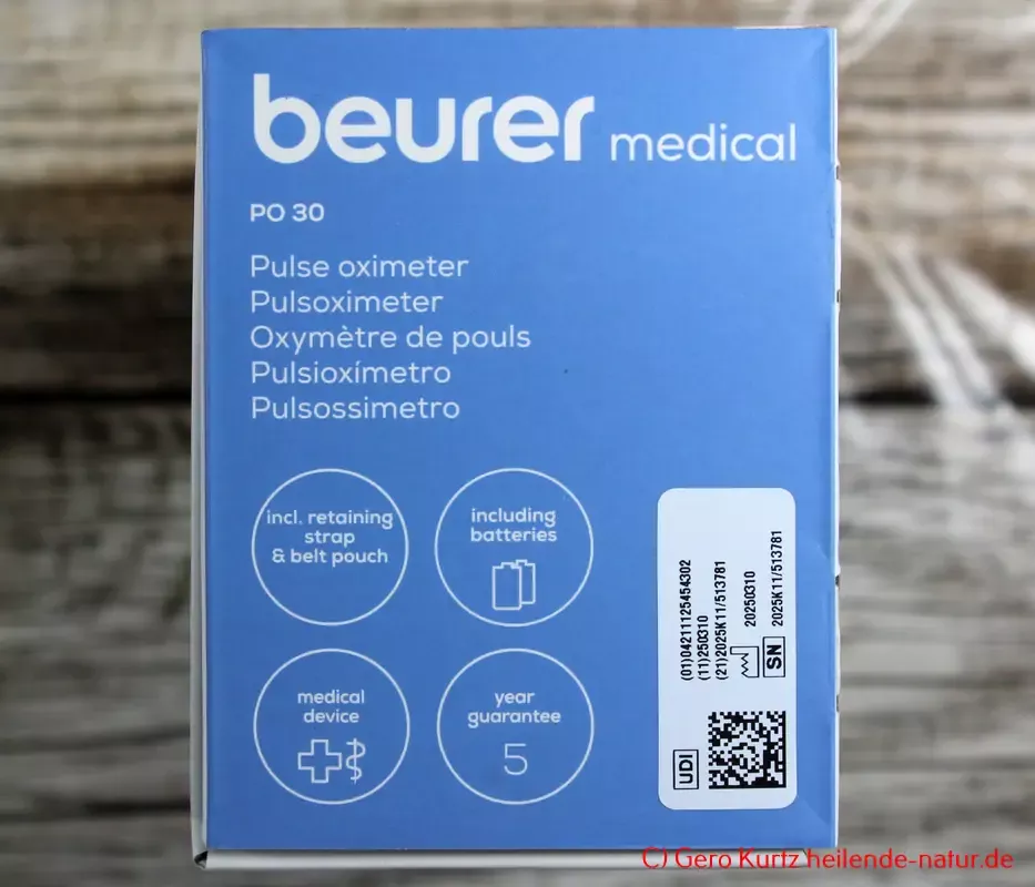 Beurer PO 30 Pulsoximeter - Verpackung Seitenansicht